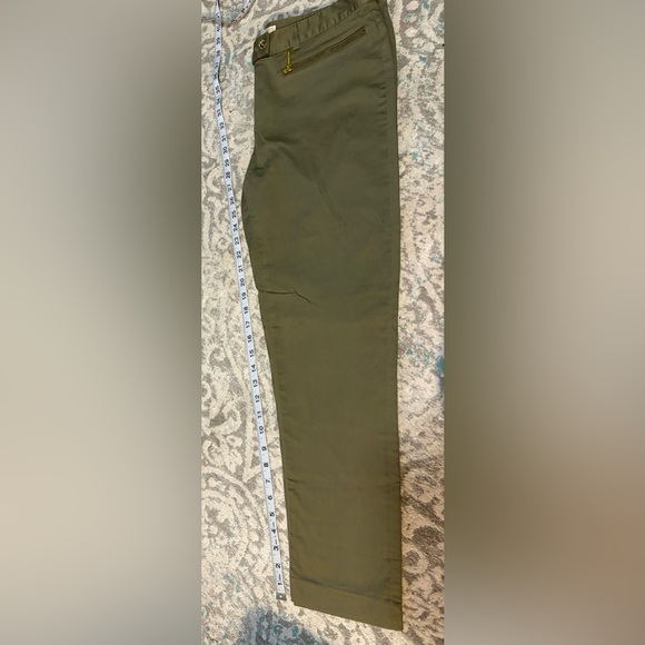 Michael Michael Kors • Cotton Pants Straight Ankle Gold Accents Olive Green - Picture 8 of 10